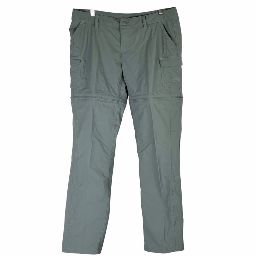 The North Face Womens Convertible Cargo Pants Outdoor Durable Size 12 Green EUC